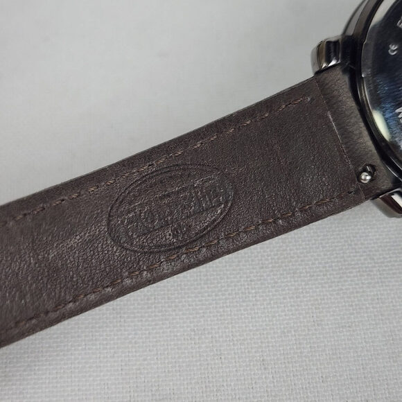 Fossil Mother of Pearl Roman Crystal Bezel Grey Leather Band Watch - Picture 8 of 8